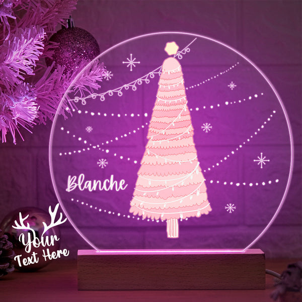 Personalisiertes Namensrosa Weihnachtsbaum-lampen-led-nachtlicht-romantisches Licht Für Paare - fotomondlampe