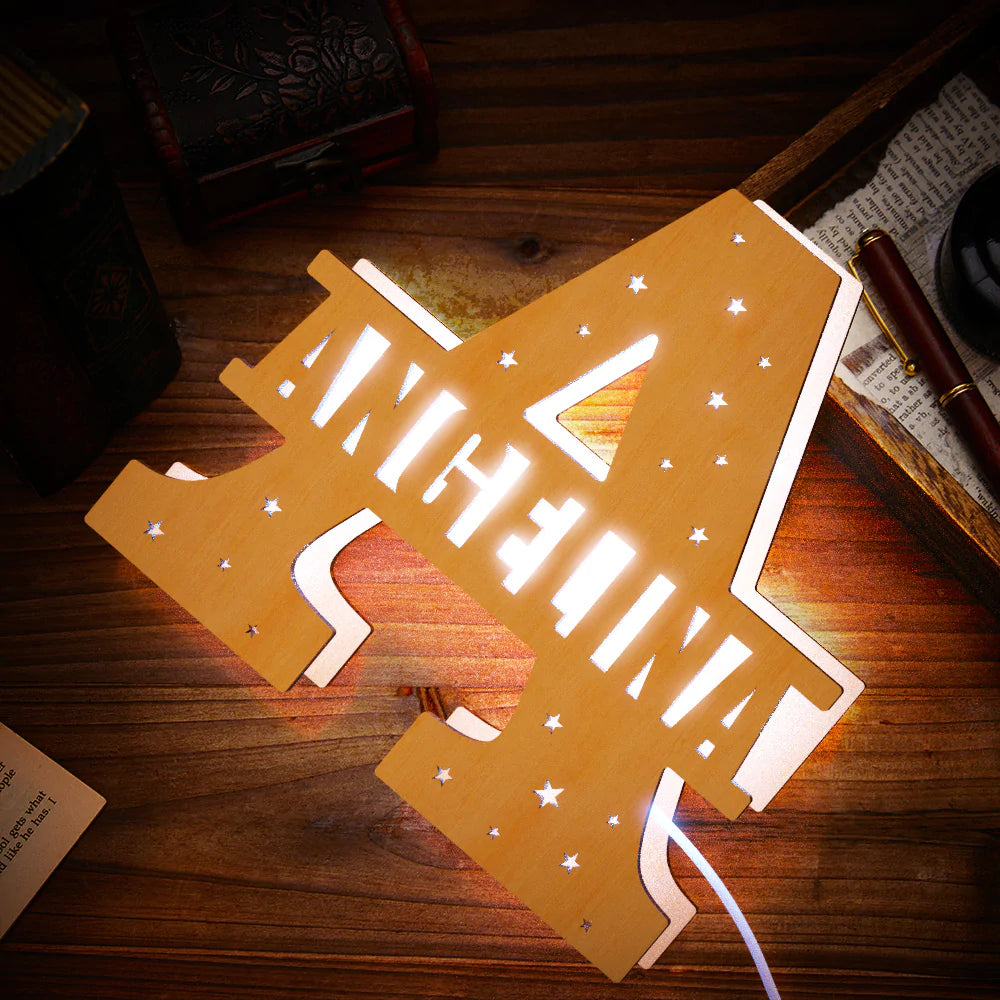 Personalisierte Initial Name Holz Nachtlicht Custom Letter Lampe Raumdekoration