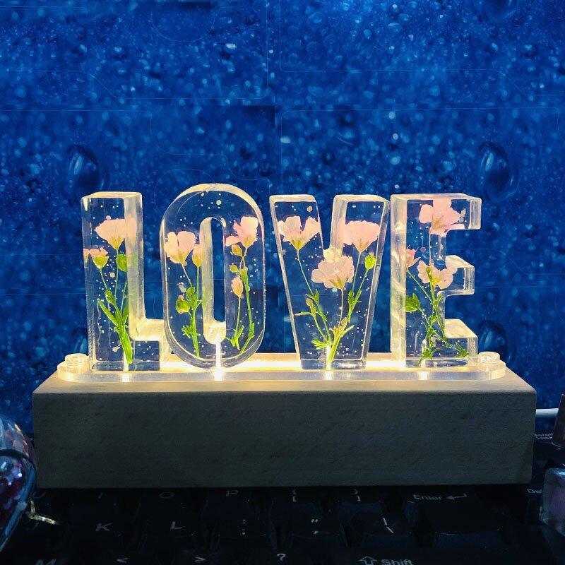 romantische Alphabet Nachtlichter echt für immer getrocknete Blumen 5V USB LED licht Tanabata Valentinstag Girlfrend Geschenk Indoor Beleuchtung Tischlampen