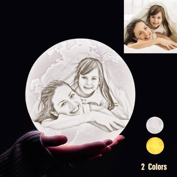 Personalisierte 3D Druck Foto&Gravierte Erde Lampe - Für Familie - 2 Farben Berühren(10cm-20cm)