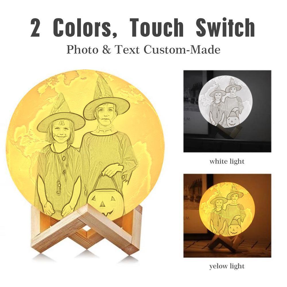 Personalisierte 3D Druck Foto&Gravierte Erde Lampe - Für Freunde - 2 Farben Berühren(10cm-20cm)