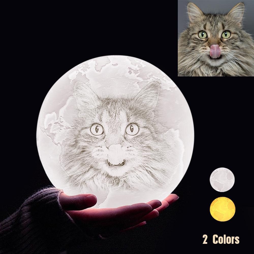 Personalisierte 3D Druck Foto&Gravierte Erde Lampe - Für Haustier Liebhaber - 2 Farben Berühren(10cm-20cm)