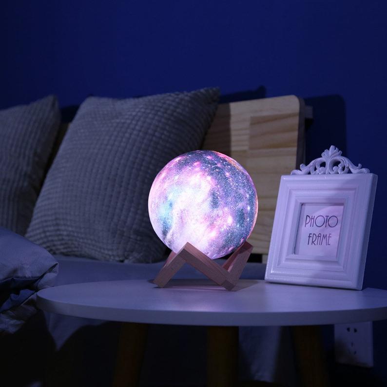 3D Mondlampe LED Nachtlicht Galaxie USB-Stern Ball Print Schreibtisch Lichter Home Dekoration Geburtstag Kreative Geschenk  - Fernbedienung 16 Farben (10-20cm)