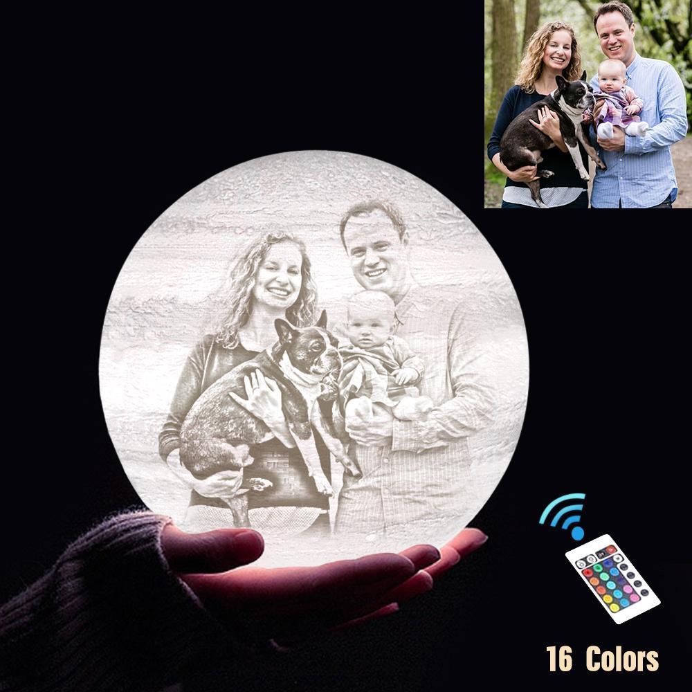 Personalisierte 3D Druck Foto&Gravierte Jupiter Lampe - Für Familie - Fernbedienung 16 Farben(10cm-20cm)