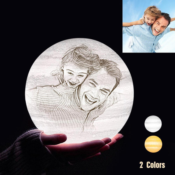 Personalisierte 3D Druck Foto&Gravierte Jupiter Lampe - Für Familie - 2 Farben Berühren(10cm-20cm)