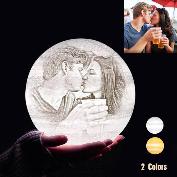 Personalisierte 3D Druck Foto&Gravierte Jupiter Lampe - Für Valentinstag - 2 Farben Berühren(10cm-20cm)