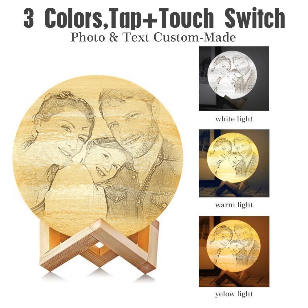 Personalisierte 3D Druck Foto&Gravierte Jupiter Lampe - Für Familie - Tippen Auf 3 Farben(10cm-20cm)
