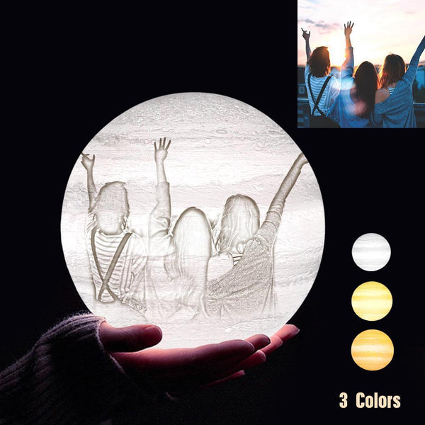 Personalisierte 3D Druck Foto&Gravierte Jupiter Lampe - Für Freunde - Tippen Auf 3 Farben(10cm-20cm)