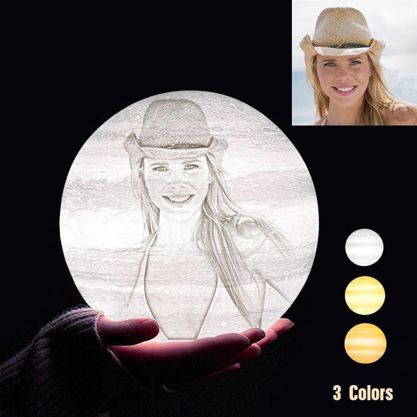 Personalisierte 3D Druck Foto&Gravierte Jupiter Lampe - Für Liebhaber - Tippen Auf 3 Farben(10cm-20cm)