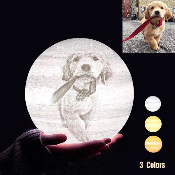Personalisierte 3D Druck Foto&Gravierte Jupiter Lampe - Für Haustier Liebhaber - Tippen Auf 3 Farben(10cm-20cm)
