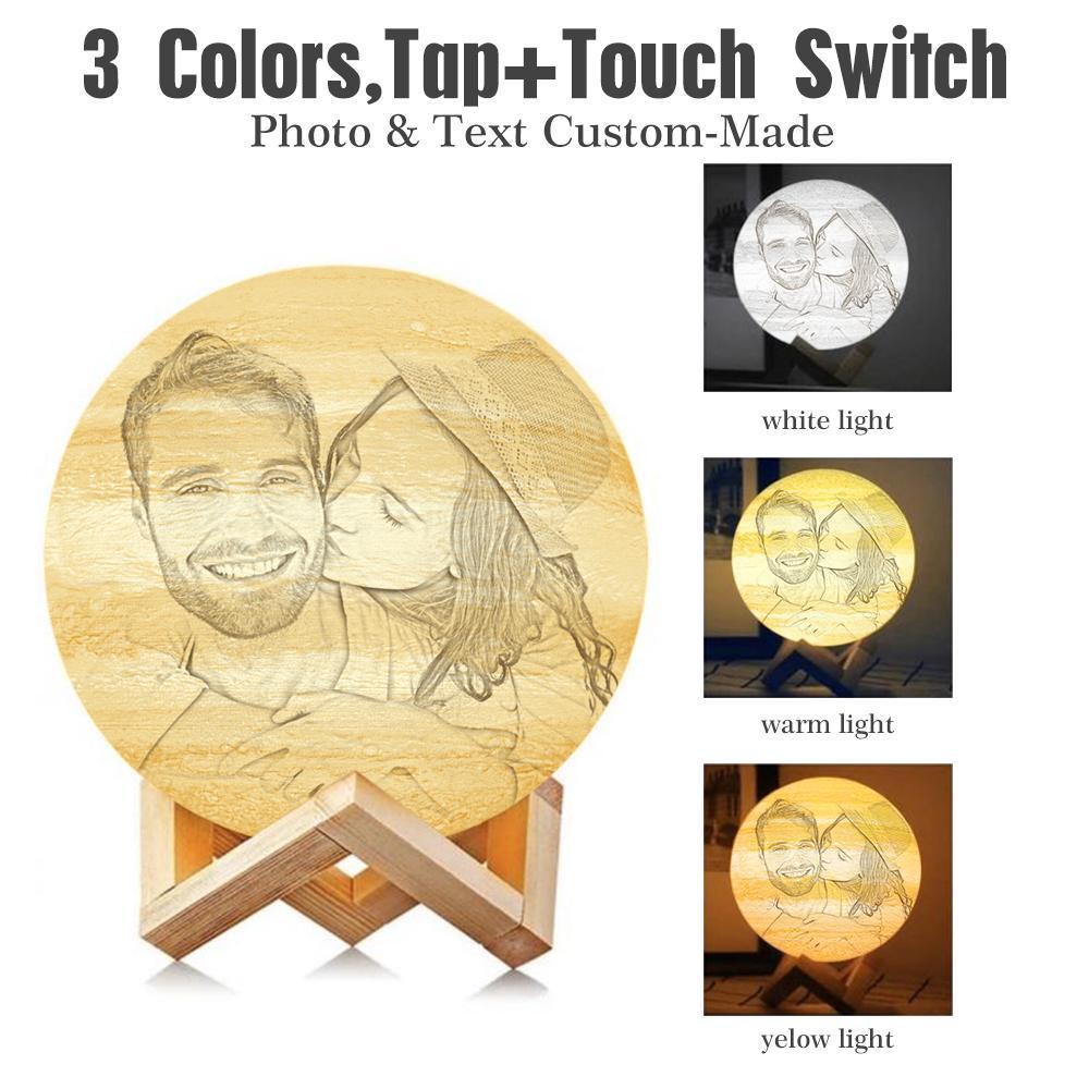 Personalisierte 3D Druck Foto&Gravierte Jupiter Lampe - Für Valentinstag - Tippen Auf 3 Farben(10cm-20cm)