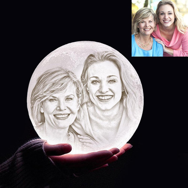 Personalisierte 3D Druck Foto&Gravierte Mondlampe - Für MAMA - 2 Farben Berühren(10cm-20cm)