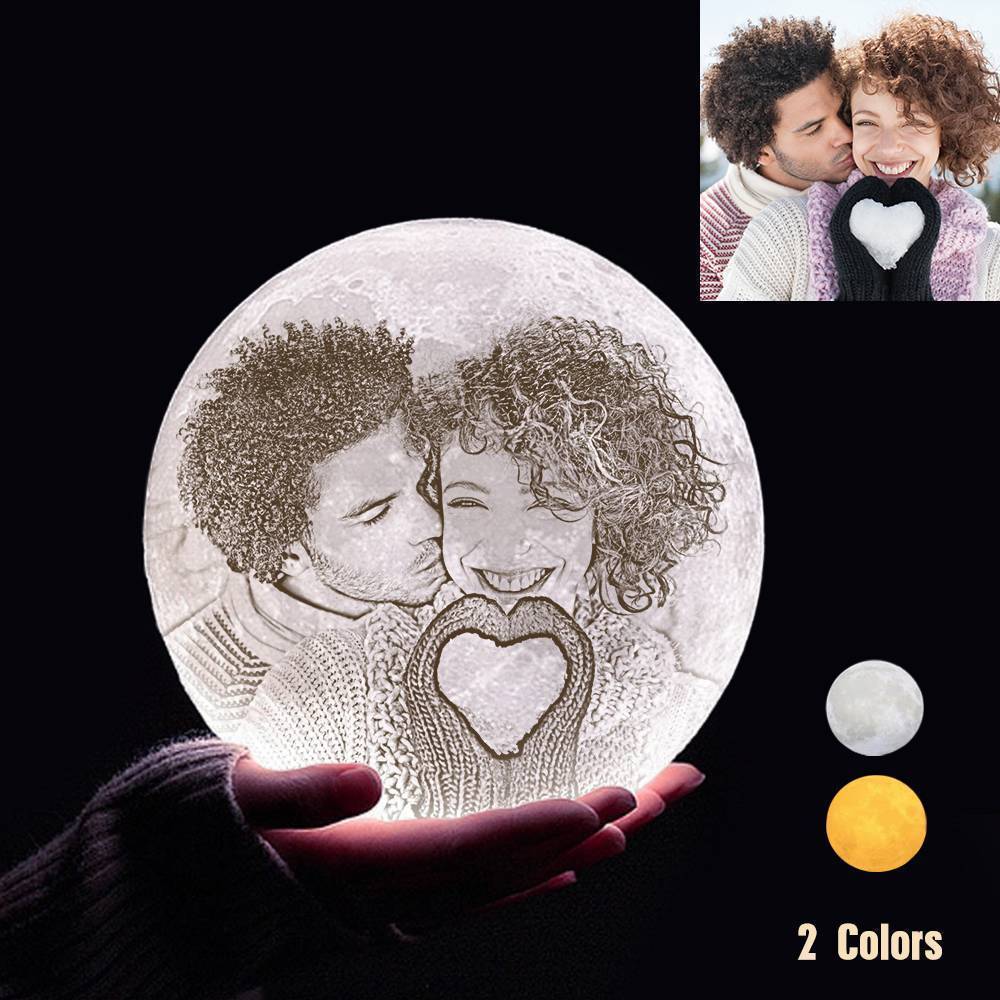 Personalisierte 3D Druck Foto Valentinstagsgeschenk &Gravierte Mondlampe - Für Valentinstag - 2 Farben Berühren(10cm-20cm)